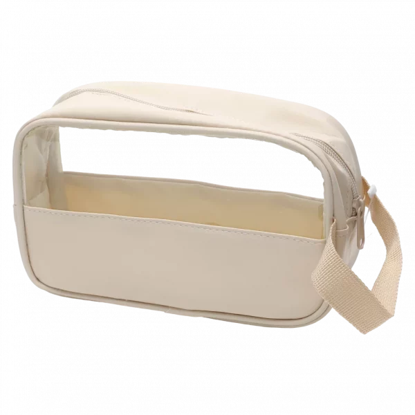 MUMUSO Kulturbeutel aus PVC mit Sichtfenster, aus der Kollektion Cherry Blossom in Ivory White für Reisen.