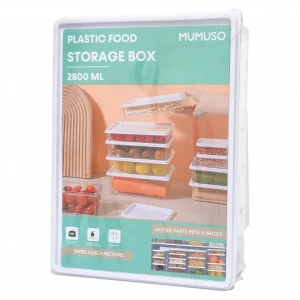 MUMUSO Aufbewahrungsbox aus Kunststoff, 2800 ml (transparent) – vielseitige Box für Lebensmittel und Haushalt.