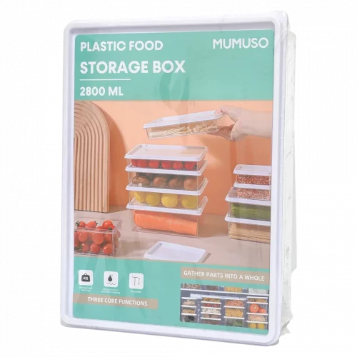 MUMUSO Aufbewahrungsbox aus Kunststoff, 2800 ml (transparent) – vielseitige Box für Lebensmittel und Haushalt.
