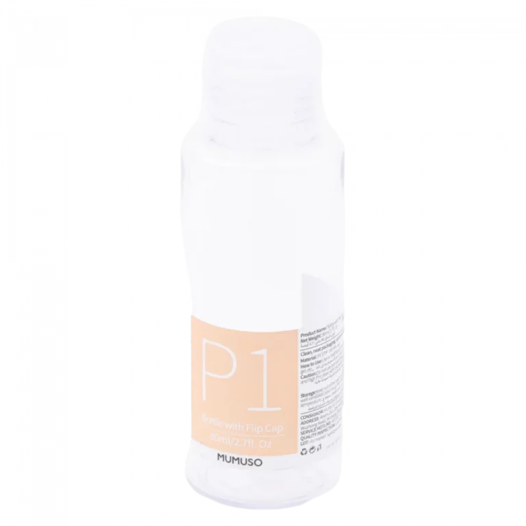 MUMUSO Kunststoff-Flasche mit Flip-Top-Verschluss, 80 ml – praktische Reiseflasche für Lotion und Duschgel, transparent.