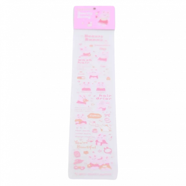 MUMUSO Masking Tape lang mit Hasen, rosa – kreatives Deko-Tape für Basteln, ideal für Kinderzimmer oder Notizbücher.