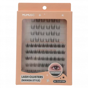 MUMUSO Lash Clusters im Manga-Stil, Fake Eyelash Clusters (Schwarz), ideal für individuelle Wimpernverlängerung zuhause.