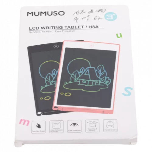 MUMUSO LCD-Schreibtablet für Kinder, augenschonendes Digitales Zeichenbrett aus HIPS mit LCD-Display in Schwarz.