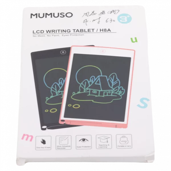 MUMUSO LCD-Schreibtablet für Kinder, augenschonendes Digitales Zeichenbrett aus HIPS mit LCD-Display in Schwarz.