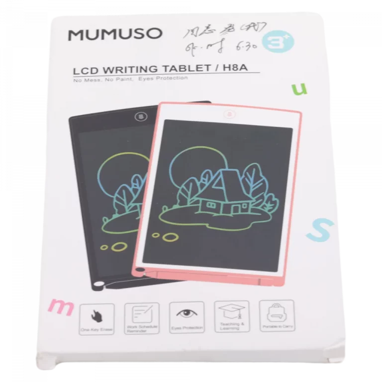 MUMUSO LCD-Schreibtablet für Kinder, augenschonendes Digitales Zeichenbrett aus HIPS mit LCD-Display in Schwarz.