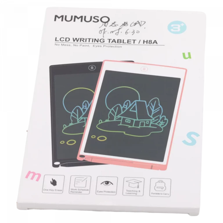 MUMUSO LCD Schreibtablet für Kinder in Pink und Schwarz, HIPS und LCD, ideal als wiederverwendbares Maltablet.