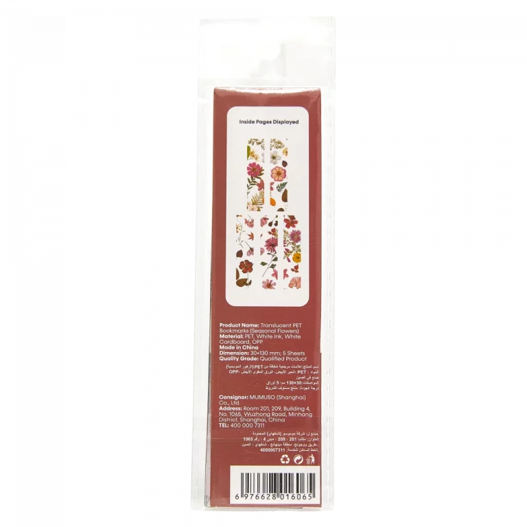 MUMUSO Lesezeichen transparent mit saisonalen Blumen, 130 x 30 mm (Rot) – dekoratives Blumen Lesezeichen für Bücher.