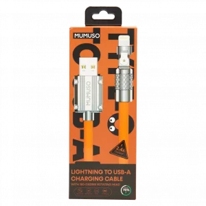 MUMUSO Lightning-zu-USB-A-Ladekabel mit 180-Grad-Rotationskopf, ABS, orange – flexibles Handy Zubehör für iPhone.