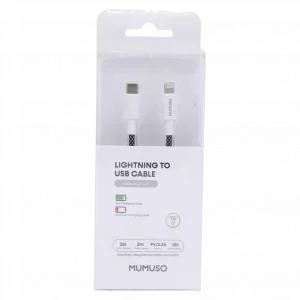 MUMUSO Lightning-Kabel aus Nylon, 2 m (Schwarz) – USB-Ladekabel mit Schnellladefunktion, Power Delivery für Apple-Geräte.