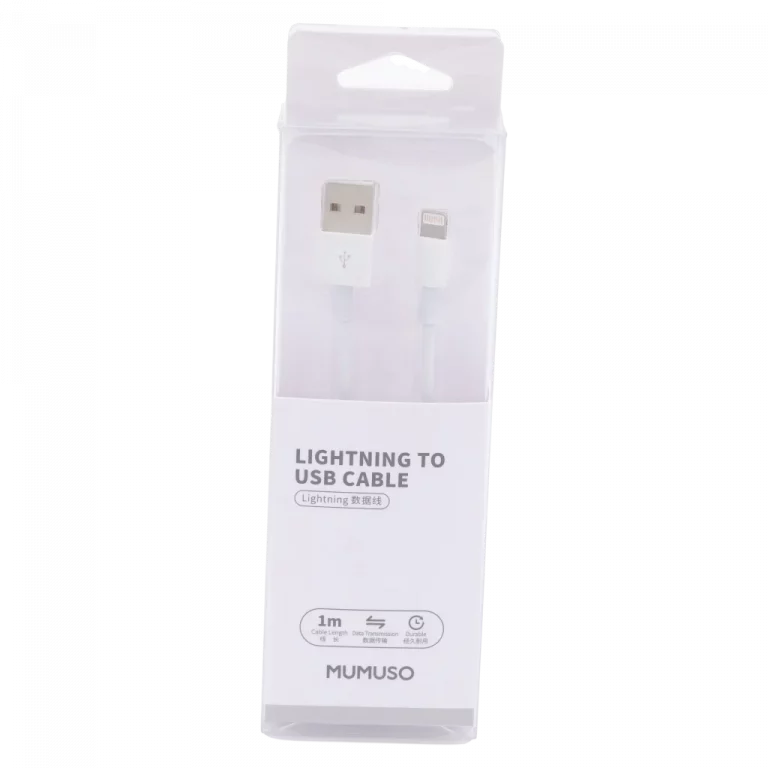 MUMUSO Lightning Kabel aus TPE, 1 Meter, Weiß – robustes Datenkabel für schnelles Laden und Synchronisieren mit Apple Geräten.