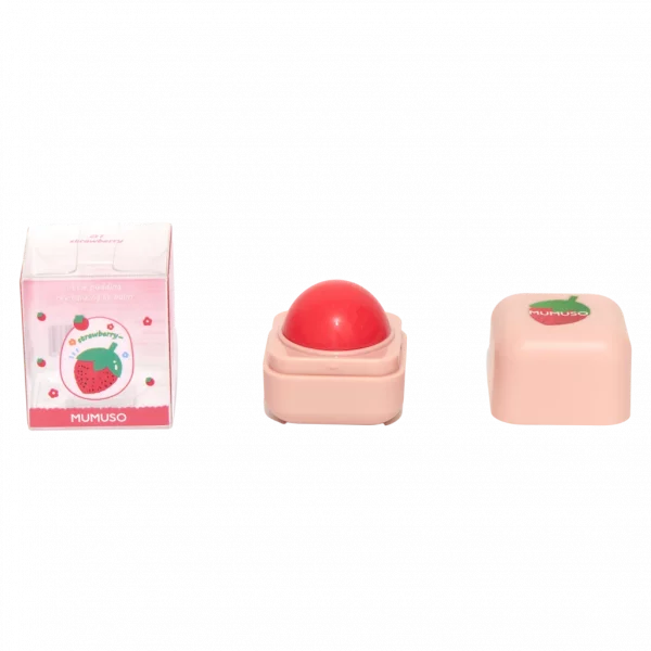 MUMUSO Lippenbalsam mit Erdbeer-Print, 26 g (Rosa) – feuchtigkeitsspendende Lippenpflege für den Alltag.