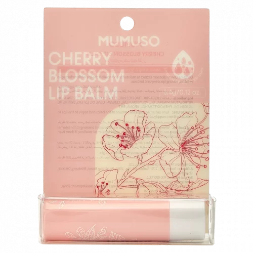 MUMUSO Lippenpflegestift mit Kirschblüte, 21 g (Rosa) – feuchtigkeitsspendender Lippenbalsam für trockene Lippen.