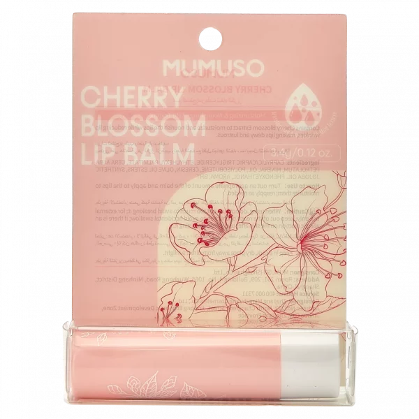 MUMUSO Lippenpflegestift mit Kirschblüte, 21 g (Rosa) – feuchtigkeitsspendender Lippenbalsam für trockene Lippen.
