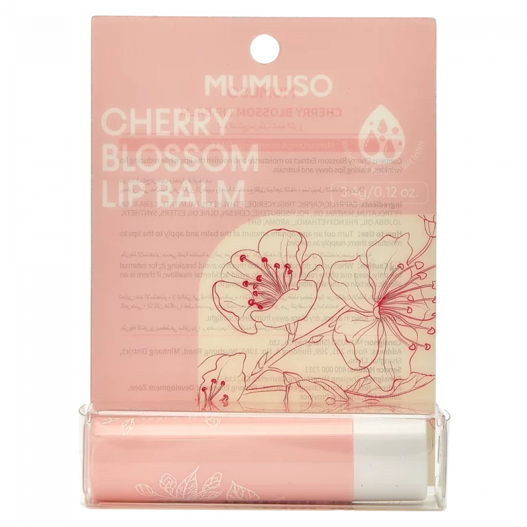 MUMUSO Lippenpflegestift mit Kirschblüte, 21 g (Rosa) – feuchtigkeitsspendender Lippenbalsam für trockene Lippen.