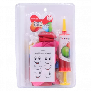 MUMUSO Luftballon-Set aus Naturlatex mit Emoji-Stickern und Pumpe – bunte Kinder Luftballons für Geburtstagsparty.