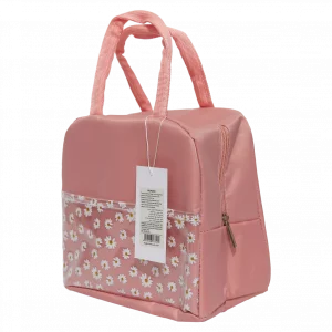 MUMUSO Lunch Bag aus Oxford-Stoff, isoliert, mit Blumenmuster und rosa Farbe – praktische Lunch Tasche für Snacks.