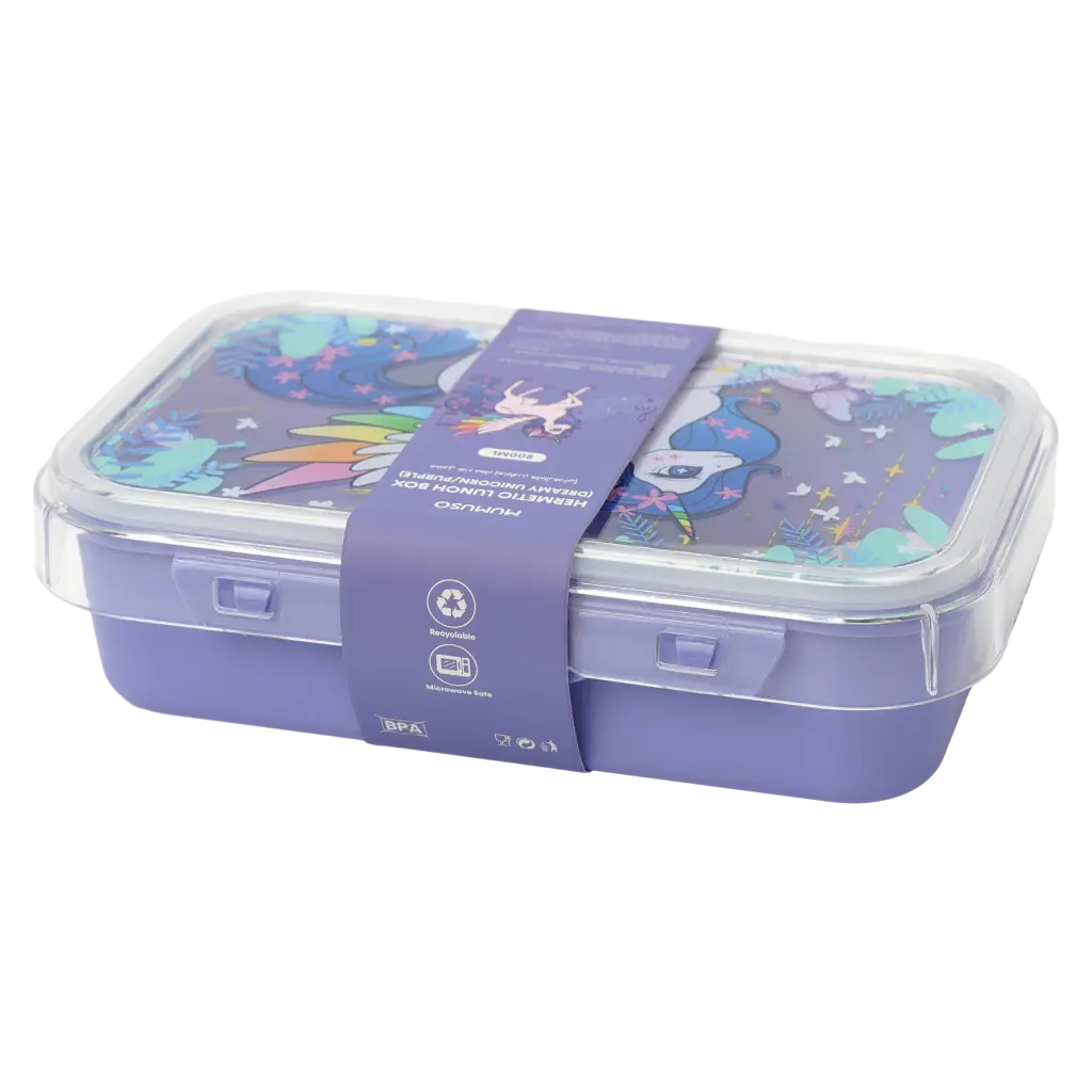 mumuso_lunchbox_kunststoff_einhorn_800ml_lila_3.webp MUMUSO Lunchbox für Kinder, 800 ml, lila aus Kunststoff mit Einhorn, praktische Brotdose für Schule und unterwegs.