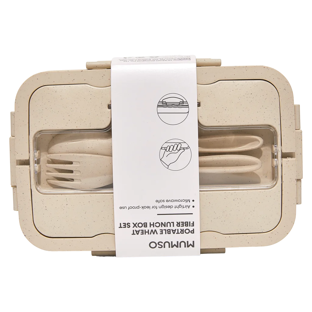 mumuso_lunchbox_weizenfaser_doppelte-trennkammer_beige_3.webp MUMUSO Lunchbox aus Weizenfaser mit doppelter Trennkammer (Beige) – praktische Lunchbox für Schule und Büro.
