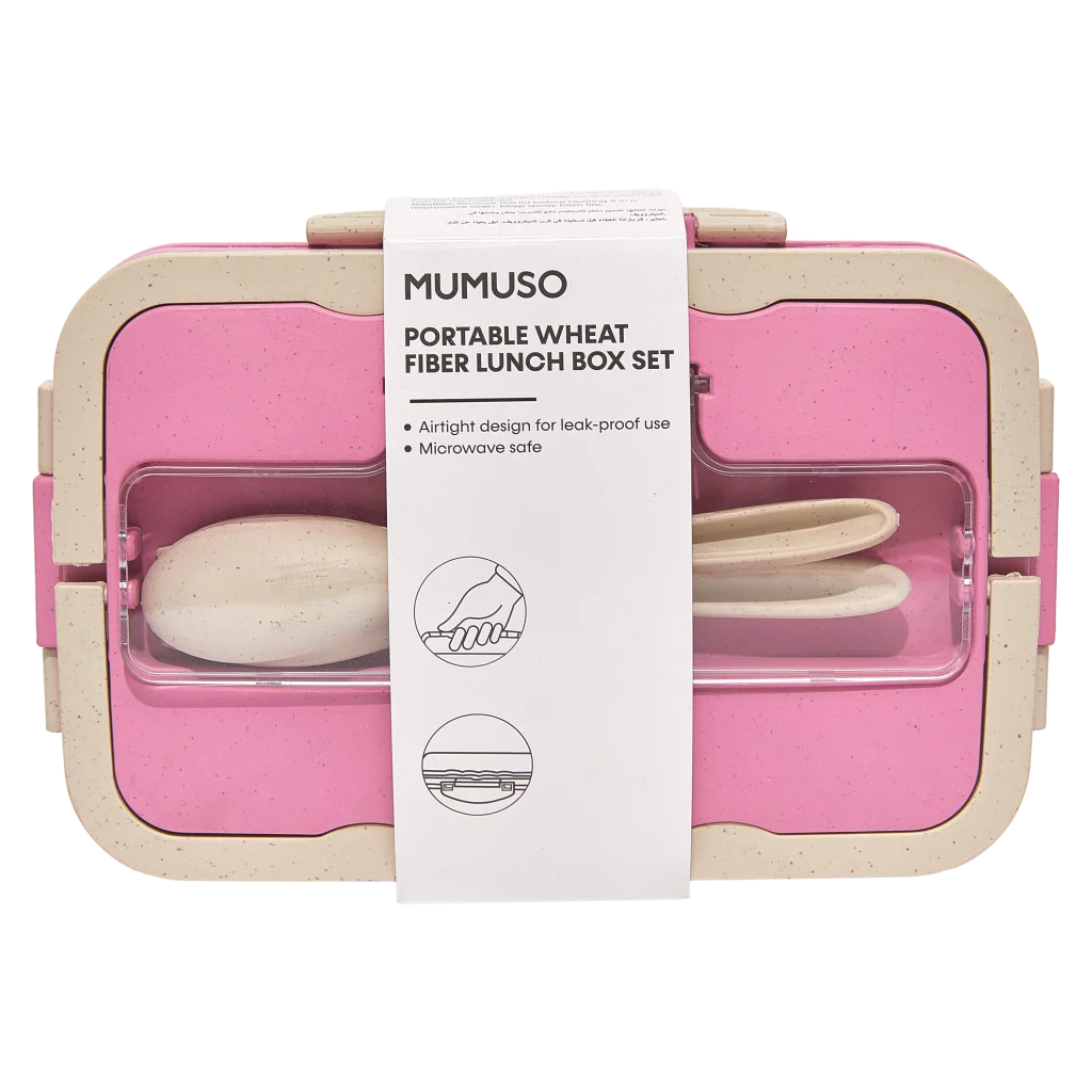 mumuso_lunchbox_weizenfaser_pp_tragbar_trennwaende_rosa_3.webp MUMUSO Lunchbox aus Weizenfaser und PP in Rosa – praktische Küchenbox mit Trennwänden für Mahlzeiten, ideal für unterwegs.