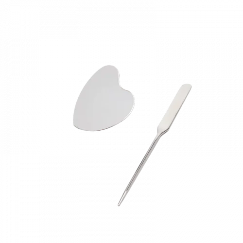 MUMUSO Make-up Palette aus Edelstahl mit Herzform und Spatel (Silber) – hygienisches Beauty Tool Set für Foundation.