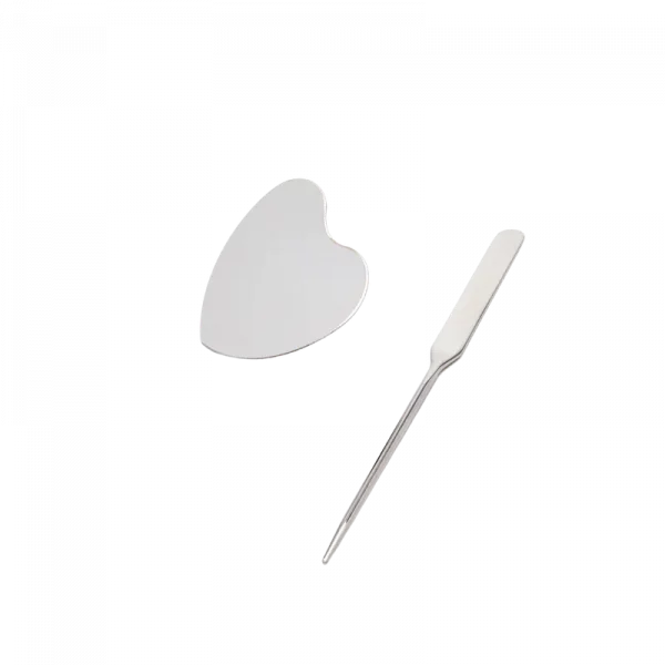 MUMUSO Make-up Palette aus Edelstahl mit Herzform und Spatel (Silber) – hygienisches Beauty Tool Set für Foundation.