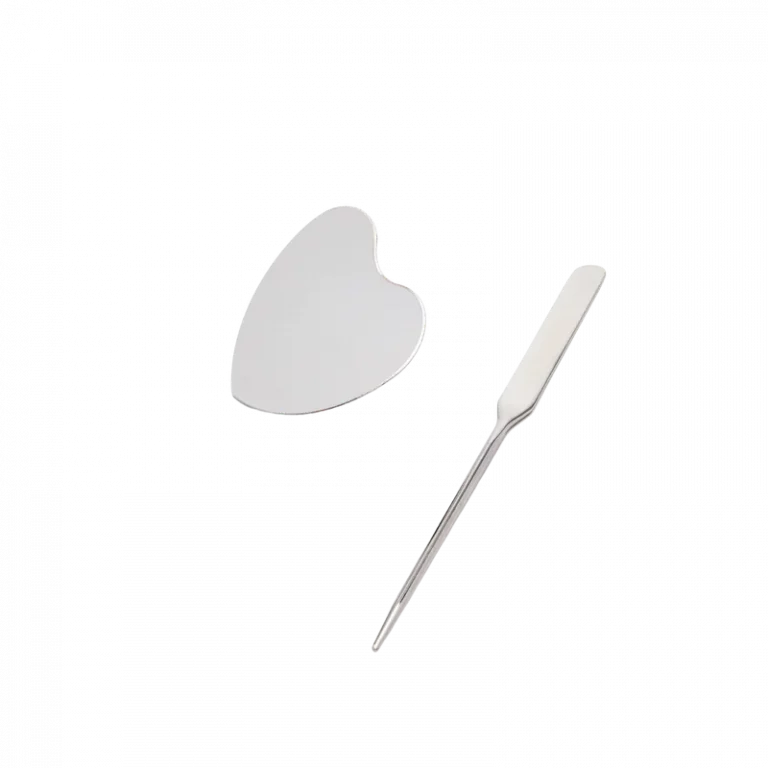 MUMUSO Make-up Palette aus Edelstahl mit Herzform und Spatel (Silber) – hygienisches Beauty Tool Set für Foundation.