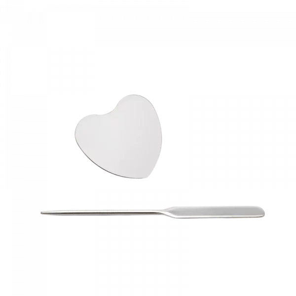 MUMUSO Make-up Palette aus Edelstahl mit Herzform und Spatel (Silber) – hygienisches Beauty Tool Set für Foundation.
