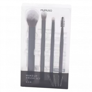 MUMUSO Make-up-Pinselset, 4-teilig mit weichen Borsten (Schwarz) – praktisches Beauty Tool zum präzisen Schminken.