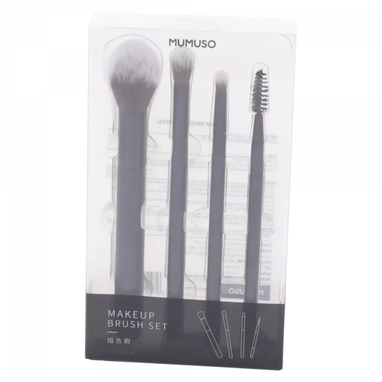 MUMUSO Make-up-Pinselset, 4-teilig mit weichen Borsten (Schwarz) – praktisches Beauty Tool zum präzisen Schminken.