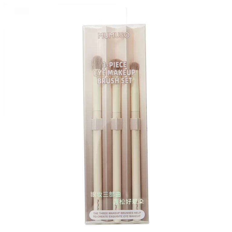 MUMUSO 3-teiliges Make-up-Pinselset für Augen-Make-up, Augenpinsel mit Nylon-Borsten und Holzgriff in Beige.