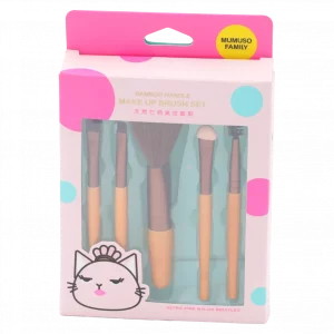 MUMUSO Make-up-Pinselset, 5-teilig mit Bambusgriff und ultrafeinen Synthetikhaaren – Schminkpinsel für Gesicht und Augen.