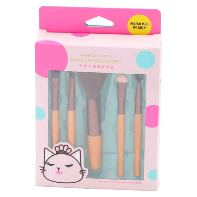 MUMUSO Make-up-Pinselset, 5-teilig mit Bambusgriff und ultrafeinen Synthetikhaaren – Schminkpinsel für Gesicht und Augen.