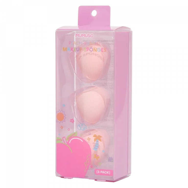 MUMUSO Make-up Schwämme 3er-Pack, pfirsichförmig aus Polyurethan (Rosa) – Make-up Schwämme für Foundation.