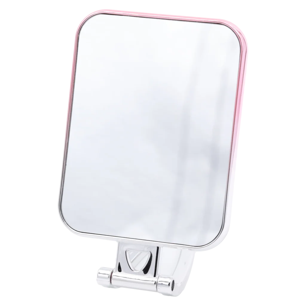 mumuso_make-up_spiegel_abs-kunststoff_glas_farbverlauf.webp MUMUSO Make-up Spiegel mit Farbverlaufrahmen, aus ABS-Kunststoff und Glas, drehbar – ideal als Kosmetikspiegel.