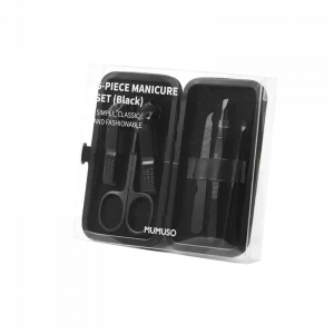 MUMUSO Maniküre-Set schwarz, 6-teilig mit Etui – praktisches Nagelpflege Set für Damen und Herren.