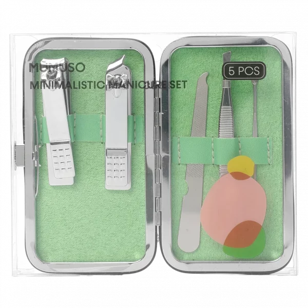 MUMUSO Maniküre Set aus Edelstahl, 5-teilig, leichtes Nagelpflegeset mit tropischem Muster für Nagelpflege unterwegs.