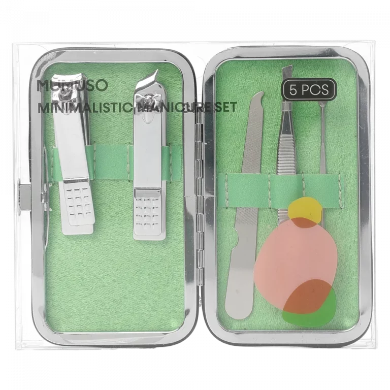 MUMUSO Maniküre Set aus Edelstahl, 5-teilig, leichtes Nagelpflegeset mit tropischem Muster für Nagelpflege unterwegs.