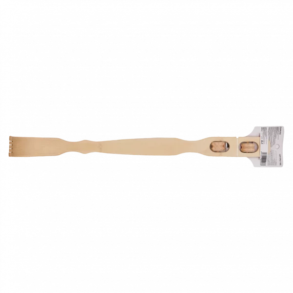 MUMUSO Massageroller mit Kratzaufsatz aus Bambus, langstielig (Natur) – ideales Wellness Zubehör für Rückenmassage.