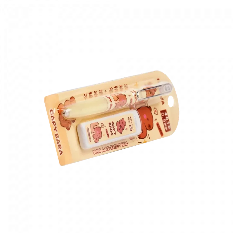 MUMUSO mechanischer Bleistift mit Capybara, beige, 0,5 mm – Schreibwaren-Set ideal für Schule oder Büro.