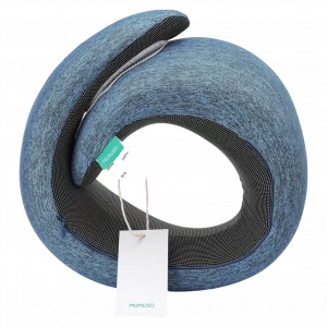 MUMUSO Nackenkissen in U-Form aus Memory Foam, ergonomisch und blau – bequemes Memory Foam Kissen für unterwegs.