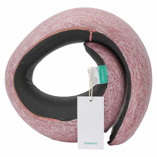 MUMUSO Memory Foam Nackenkissen in U-Form mit Schneckenform, komfortabel und ergonomisch, russet-pink, ideal für unterwegs.