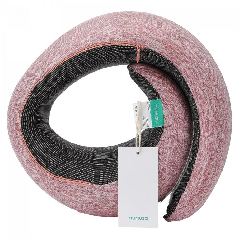 MUMUSO Memory Foam Nackenkissen in U-Form mit Schneckenform, komfortabel und ergonomisch, russet-pink, ideal für unterwegs.