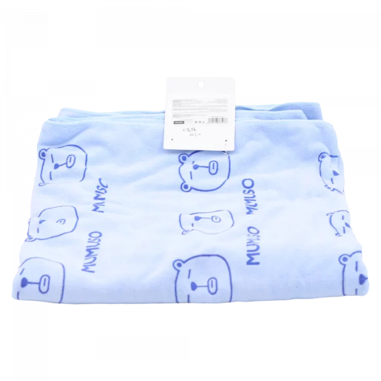 MUMUSO Mikrofaser-Badetuch mit Bär, blau – weiches Badetuch, ideal nach der Dusche, besonders saugfähig.