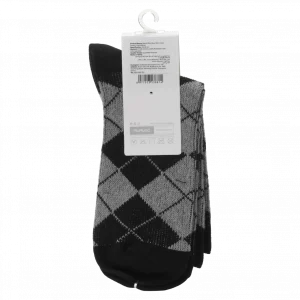 MUMUSO Mini-Crew Herrensocken mit Rauten aus Baumwolle in Schwarz – atmungsaktive Herrensocken für Alltag und Büro.