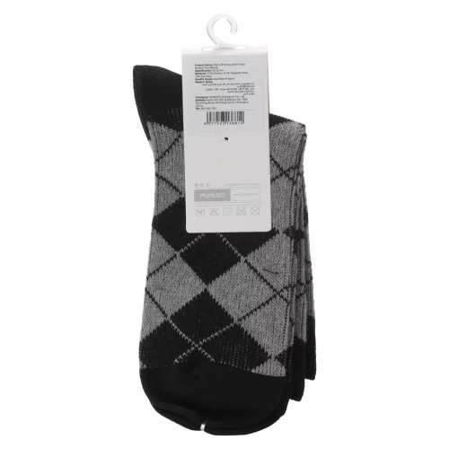 MUMUSO Mini-Crew Herrensocken mit Rauten aus Baumwolle in Schwarz – atmungsaktive Herrensocken für Alltag und Büro.