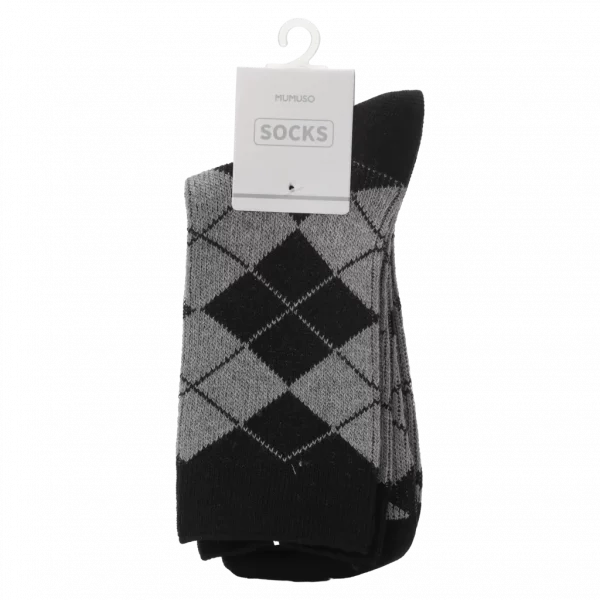 MUMUSO Mini-Crew Herrensocken mit Rauten aus Baumwolle in Schwarz – atmungsaktive Herrensocken für Alltag und Büro.