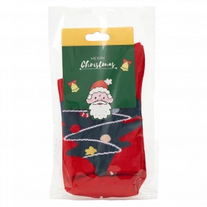 MUMUSO Weihnachtssocken Damen Mini-Crew in Rot mit Weihnachtsbaum – ideale Socken für die Winter- und Weihnachtszeit.