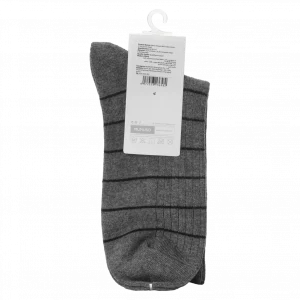 MUMUSO Mini Crew Socken für Herren aus Baumwollmischung, dunkelgrau mit Streifen – bequeme Herrensocken für den Alltag.