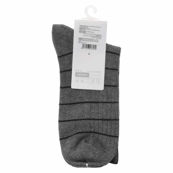 MUMUSO Mini Crew Socken für Herren aus Baumwollmischung, dunkelgrau mit Streifen – bequeme Herrensocken für den Alltag.