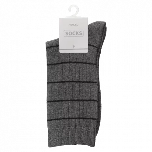 MUMUSO Mini Crew Socken für Herren aus Baumwollmischung, dunkelgrau mit Streifen – bequeme Herrensocken für den Alltag.